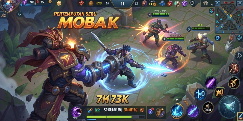 Tangkapan layar aksi seru dalam gameplay MOBA 73K.