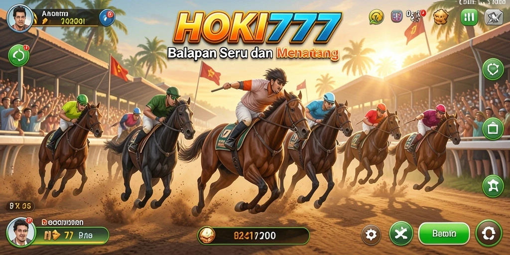 Screenshot gameplay HOKI777 menampilkan mobil balap yang melaju kencang di lintasan berliku.