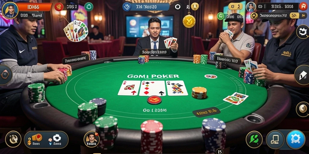 Tampilan gameplay poker di IDX66 yang menarik dan kompetitif.
