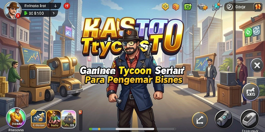 Tampilan gameplay KASTOTO yang menarik dengan berbagai elemen bisnis.