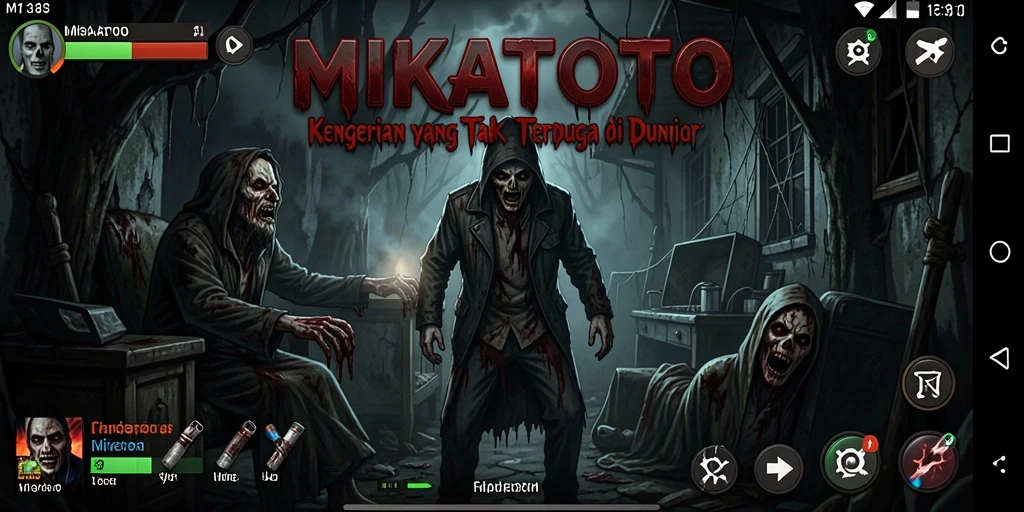 Screenshot gameplay MIKATOTO menampilkan suasana menyeramkan dan elemen ketegangan.