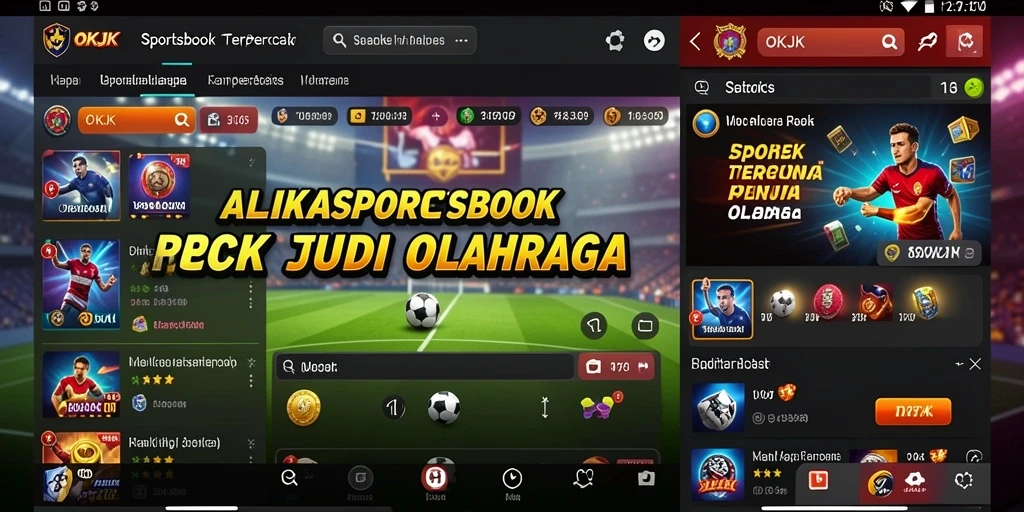 Screenshot utama OKJK menunjukkan tampilan taruhan olahraga yang menarik.