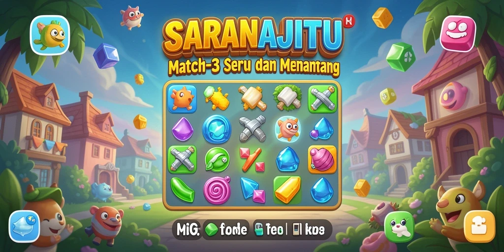 Tangkapan layar gameplay SARANAJITU menunjukkan keseruan mencocokkan objek.