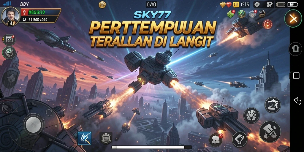 Tangkapan layar gameplay <strong>SKY77</strong> menampilkan aksi mendebarkan di pertempuran langit.