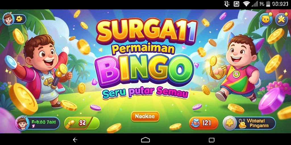 Screenshot utama SURGA11 menunjukkan gameplay Bingo yang menyenangkan dan penuh interaksi.