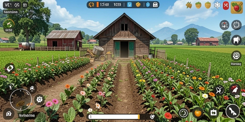Screenshot gameplay <strong>VC55</strong> menunjukkan aktivitas bertani yang menyenangkan.
