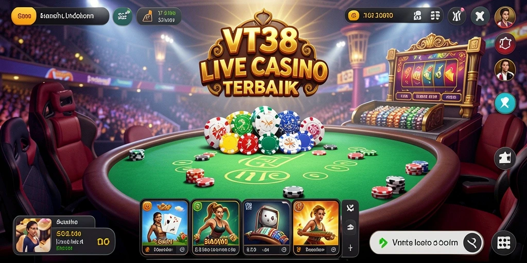 Screenshot utama VT38 menampilkan dealer profesional dalam permainan Live Casino.